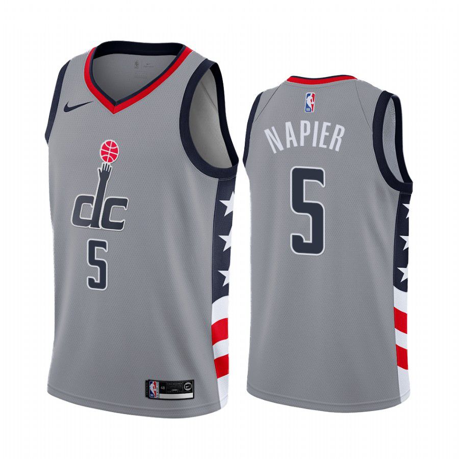 Men Washington Wizards 5 shabazz napier gray city edition 2020 nba jersey